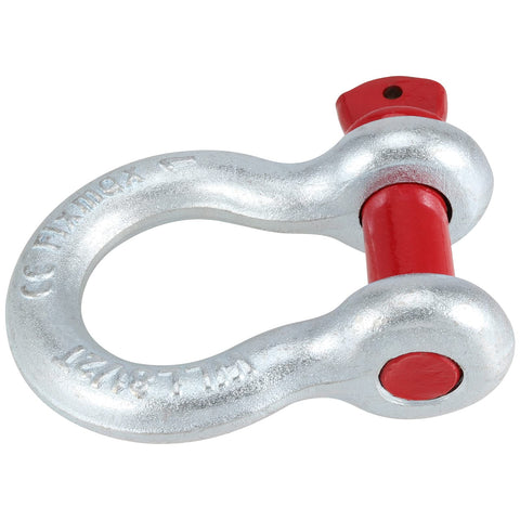 Heavy Duty 1 Inch Bow Shackle D Ring With 8.5 Ton Working Load Limit 18,700 Lbs 1-1/8 Inch Screw Pin in steel with red pin