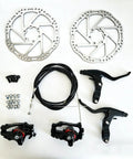 Front And Rear Mechanical Disc Brake Kit For 26 Inch Bicycles Mountain Bike Road Bike with two 160mm rotors and calipers.