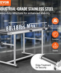 Beefy Motorized Belt Conveyor Table 59 By 19.7 Inches With Stainless Steel Frame PVC Belt Anti Static Adjustable Speed