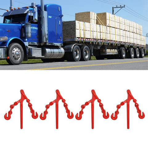 Heavy Duty Lever Chain Binder for Five Sixteenths to Three Eighths Inch Chains, 9200 Lb Working Load Limit shown with truck loaded on highway