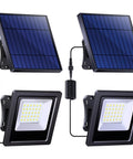 Outdoor Solar Flood Lights Set Weatherproof Dusk To Dawn LED Security Wall Lights With 16.4 Foot Cable For Garden Garage Landscape Two Pack