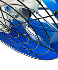 Heavy Duty Whole House Fan Delivers Fifty Six Hundred Sixty Five Cfm Of Fresh Breeze with a blue metal frame and black protective grill.