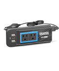 Smooth Moves 200W Car Power Inverter Dc 12V To 110V Ac With Dual Us Outlets And Usb C Fast Charger. Compact design for car use.