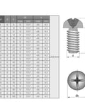 15 Piece M6 Pan Head Machine Screws Tough As Nails 304 Stainless Steel Phillips dimensions chart with measurements