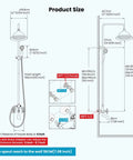 Exposed Shower Faucet System No Fuss All In One With 8 Inch Rainfall Head Tub Spout Handheld Spray sizes and dimensions diagram