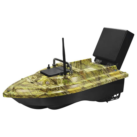 RC Fishing Bait Boat With Dual 5200mAh Batteries And Carrying Bag, 1640ft Remote Range, camouflage green waterproof hull