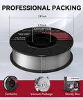 Heavy Duty Flux Core Welding Wire E71T-GS .030 Inch Diameter 10 Pound Coil in professional packing with dimensions.