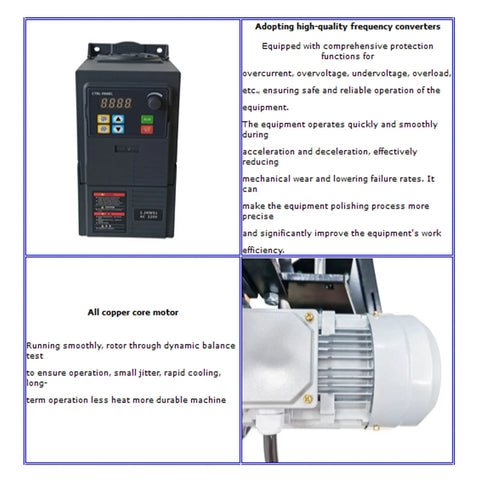 Control panel and all-copper core motor of the Shop Ready Variable Speed Belt Grinder And Sander Chassis.