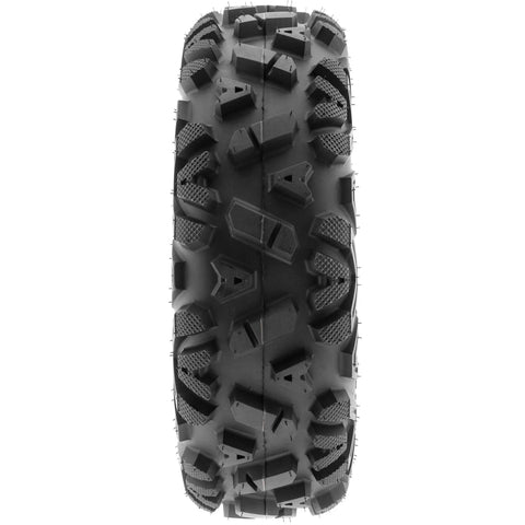 Front view of Set Of Four 25x8-12 Front And 25x10-12 Rear ATV UTV Tubeless 6PR Tires Power I A033 Bundle with knobby tread pattern