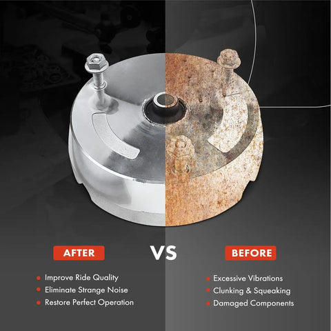 Front Suspension Strut Mount For BMW X5 2007 2013 And X6 2008 2014 with noise dampening, before and after comparison image
