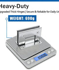 Hella Sturdy Brass Shower Door Hinges For Bathroom Glass Rock Solid Heavy Duty Clamps Fit Up To Half Inch Tempered Panel on scale showing 690g.