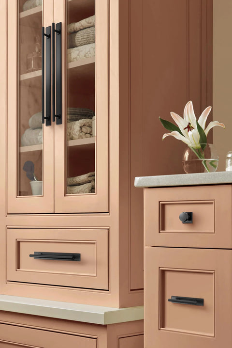 3 Inch Center To Center Rectangle Matte Black Cabinet Pull Backplate BP37601MB on kitchen cabinets