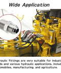 Three Pack Hydraulic Hose Adapter Fittings One Half Inch JIC 37 Degree Male To One Half Inch NPT Male Straight Fittings With Protective Caps Heavy Duty Carbon Steel For High Pressure And Corrosion Resistance on hydraulic machinery