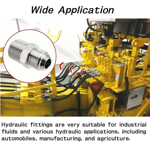 Three Pack Hydraulic Hose Adapter Fittings One Half Inch JIC 37 Degree Male To One Half Inch NPT Male Straight Fittings With Protective Caps Heavy Duty Carbon Steel For High Pressure And Corrosion Resistance on hydraulic machinery