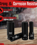 One Half Inch Drive Deep Impact Socket Set, 20 Piece Metric Cr-V Steel, 6 Point Sockets 10mm To 24mm, on wooden table