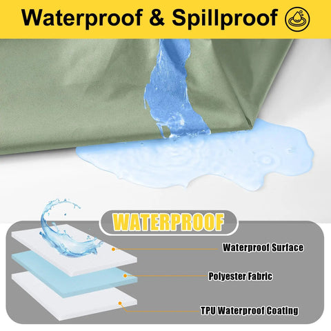 Waterproof Picnic Table Cover With Bench Covers For 6 Ft Rectangular Tables, Elastic Fitted, windproof, spillproof feature