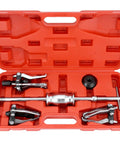 QWORK 3-Jaw Gear Bearing Puller Set in red case; chrome-plated steel pullers and sliding hammer for gears and bearings