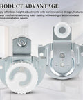 Sliding Closet Door Hardware Set 4 Pack Includes All Necessary Rollers Knobs Screws And Adjustable Hooks For Two Wood Doors Durable Galvanized Steel Construction With Round Recess Finger Pulls And Dual Floor Guide For Smooth Operation.