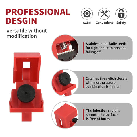 Close-up of 10 Pack Clamp On Circuit Breaker Lockout Devices For 120/277V Single Pole Systems, showing professional design features.