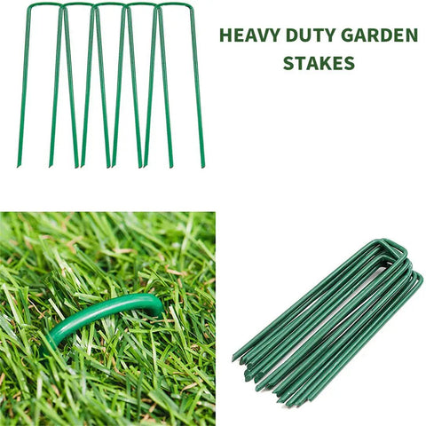 Heavy Duty Garden Ground Stakes 6 Inch U Shaped Steel Pegs For Lawn Fabric Netting Matting Pro Grade Landscape Anchors 20 Pack