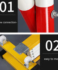Built Tough And Ready To Roll Expanding Durable FRP Retractable Traffic Barrier with screw connection and dual wheel handles for easy movement.