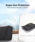 Heavy Duty Waterproof Patio Furniture Cover For Outdoor Sectional Sofa Set And Table And Chair Set 89.7 Inch Long 62.2 Inch Wide 28.3 Inch High Built To Last All Weather Protection For Deck And Patio showcasing UV protection layers.