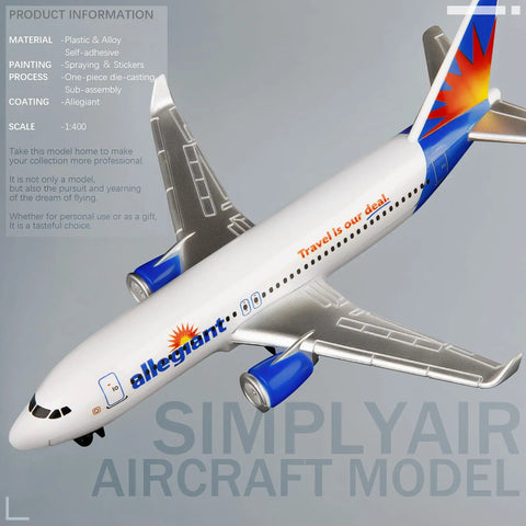 1 To 400 Scale Allegiant Airplane Model Ready To Display Dope Preassembled Alloy Fuselage With Plastic Fittings No Assembly Needed Collectible Aircraft For Home Desk Or Shelf Display seen from above