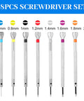 8 Piece Mini Watch Screwdriver Set For Jewelry Eyeglass And Electronics Repair 0.6mm To 2.0mm Micro Precision Tools