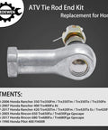 Tie Rod End Kit For Rancher ATV 2000-2017 350 400 420 Replacement, Bolt On, Easy Install, Direct Fit OE Style Steering Linkage For Smooth Handling And Long Lasting Durability. silver steel tie rod end with castle nut