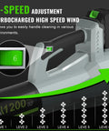 6-speed adjustment of Cordless Leaf Blower With Dual 4.0Ah Batteries And Charger, turbocharged wind, gray handle close-up