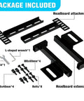 Heavy Duty Adjustable Headboard Brackets For Bed Frame Universal Wall Mount Hardware With Footboard Extension set includes bolts and wrenches.