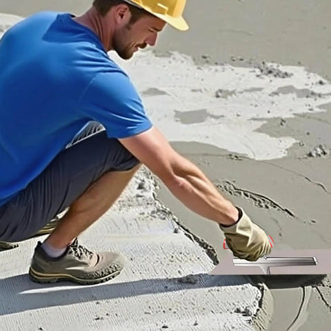 Worker using 11.8x3.8 Inch Concrete Finishing Trowel With Premium Stainless Steel Blade For Smooth Masonry And Drywall Finishes