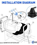 Diagram showing installation of Gas Golf Cart Fuel Tank Vent Assembly with Insulator Grommet Repair Kit, nylon composite valve