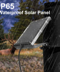6V 1.5W Solar Panel For Deer Feeder Recharge Weatherproof Outdoor Solar Charger With Mounting Bracket in rain with deer in background