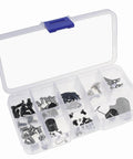 Industrial Sewing Machine Screw Kit With Metal Fasteners And Needle Plate Screws Durable Wear Resistant Easy Replacement For Industrial Machines Includes Multiple Types Shuttle Parts And Accessories For Quick DIY Repairs All In One Pro Grade in a clear plastic box