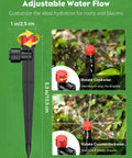 50 Foot Drip Irrigation Kit For Home Garden Watering System With Quarter Inch Tubing showing adjustable water flow emitters