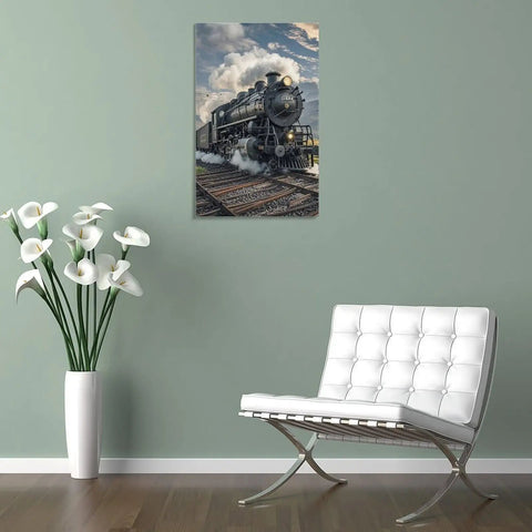 Steam Locomotive Train Canvas Wall Art Ready To Hang Framed Picture For Living Room Bedroom And Office Modern Decor