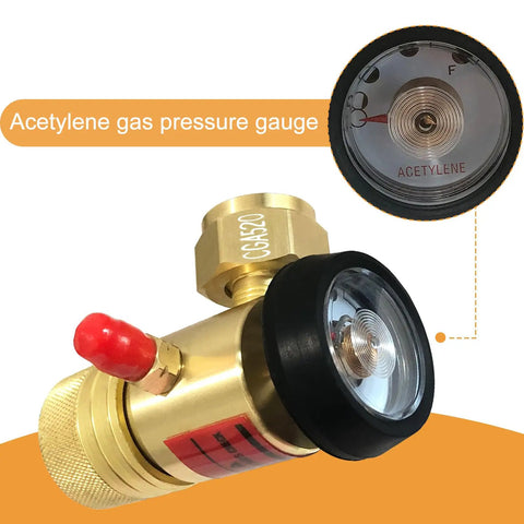 Acetylene Regulator CGA520 For B Tanks, Torch Regulator And Gauge Kit, Heavy Duty Brass Construction, Pro Grade Gas Welding Regulator For Tight Connections And Long Lasting Performance. brass acetylene pressure gauge for B tank
