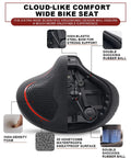Oversized Noseless Bike Seat For Men And Women Extra Wide 3D Leather Comfy Saddle With foam and shock absorbers