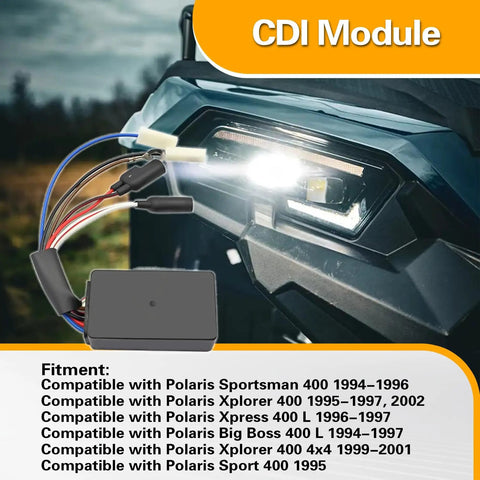 Polaris CDI Box Module For Sportsman 400 And Xplorer 400 ATV Series Replacement with wiring harness, compatible models shown