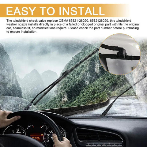 Three Way Wiper Spray Jet Nozzle Connector Kit With Check Valve For Toyota Scion Lexus Windshield installation view