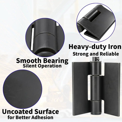 4 Pack Beefy Heavy Duty Weld On Hinges Metal 4.2 x 4.4 Inch Weldable Door Hinge Butt Butterfly featuring heavy-duty iron construction