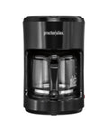 Front view of black 10-Cup Coffee Maker With Auto Pause And Serve, durable borosilicate glass carafe, works with Alexa-enabled smart plugs.