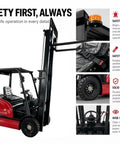 Electric Counterbalance Forklift Workhorse For Warehouse Use with safety features and solid tires