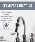 Close-up of faucet with Quick-Connect system for Spray Hose Extension For Sink With Quick Connect Sprayer Attachment Faucet Extender.