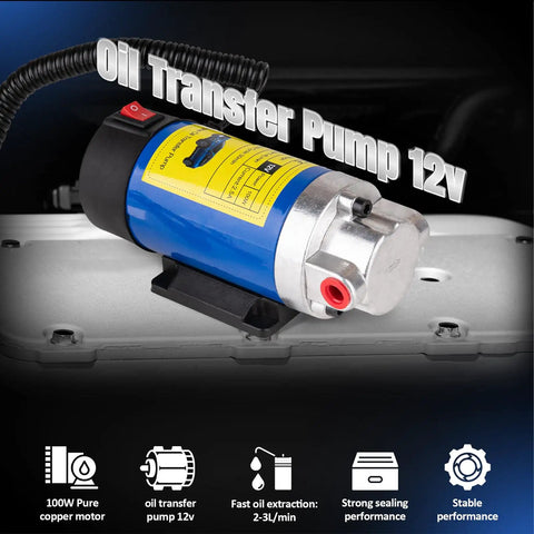 Heavy Duty 12V Electric Oil Extractor Pump For Rapid Motor And Transmission Fluid Exchange Uses Dipstick Access For Grease Monkey Free Garage Work On Cars And Small Equipment.