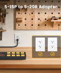 Heavy Duty Eight Outlet Power Strip With Twenty Amp Surge Protection And Six Foot Twelve Gauge Extension Cord for workshops.