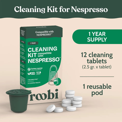 Nespresso Cleaning Pods for Deep Clean Remove Old Coffee Residue and Impurities Restore Fresh Flavor Eco Friendly Tablets for Espresso Machines Safe Easy to Use Keeps Your Brew Bold and Smooth Every Time, 12 tablets and reusable pod