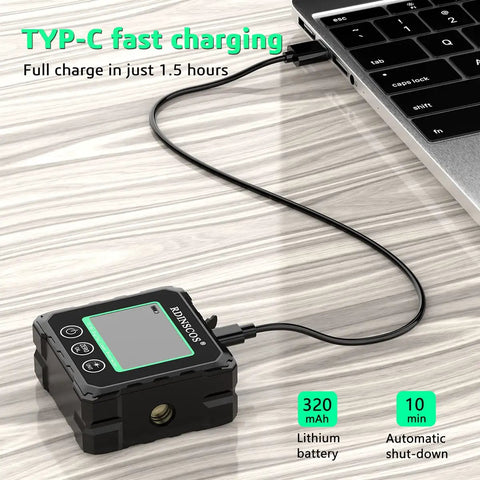 Rechargeable Magnetic Angle Finder With 0.01 Degree Resolution And 0.2 Degree Accuracy For DIY And Pro Woodworking Plumbing And Metalwork Ready To Roll Out Of The Box For Easy Leveling And Precision Angle Setup, USB-C charging cable