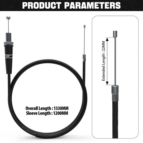 Beefy Seven Eighths Inch Twist Throttle Grips With Fifty Two Inch Cable For CRF KLX TTR Dirt Pit Bikes measurements diagram